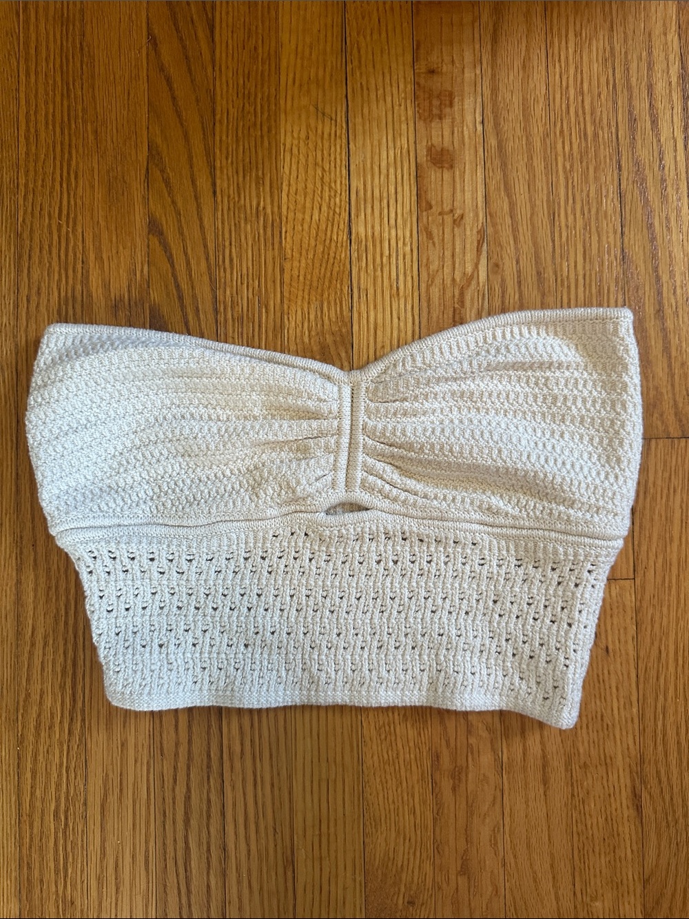 American Rag Cream Crochet Strapless Tube Crop Top